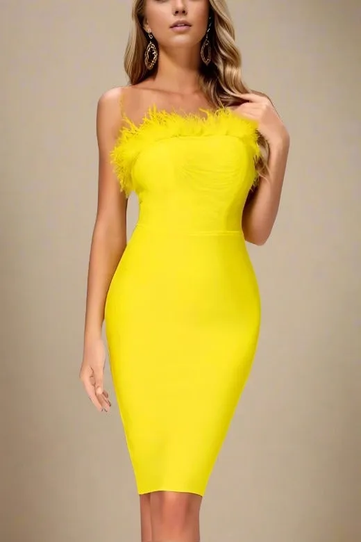 Erin Bandage Dress - Sun Yellow