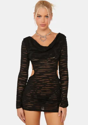 Fated To Be Yours Distressed Dress-Black