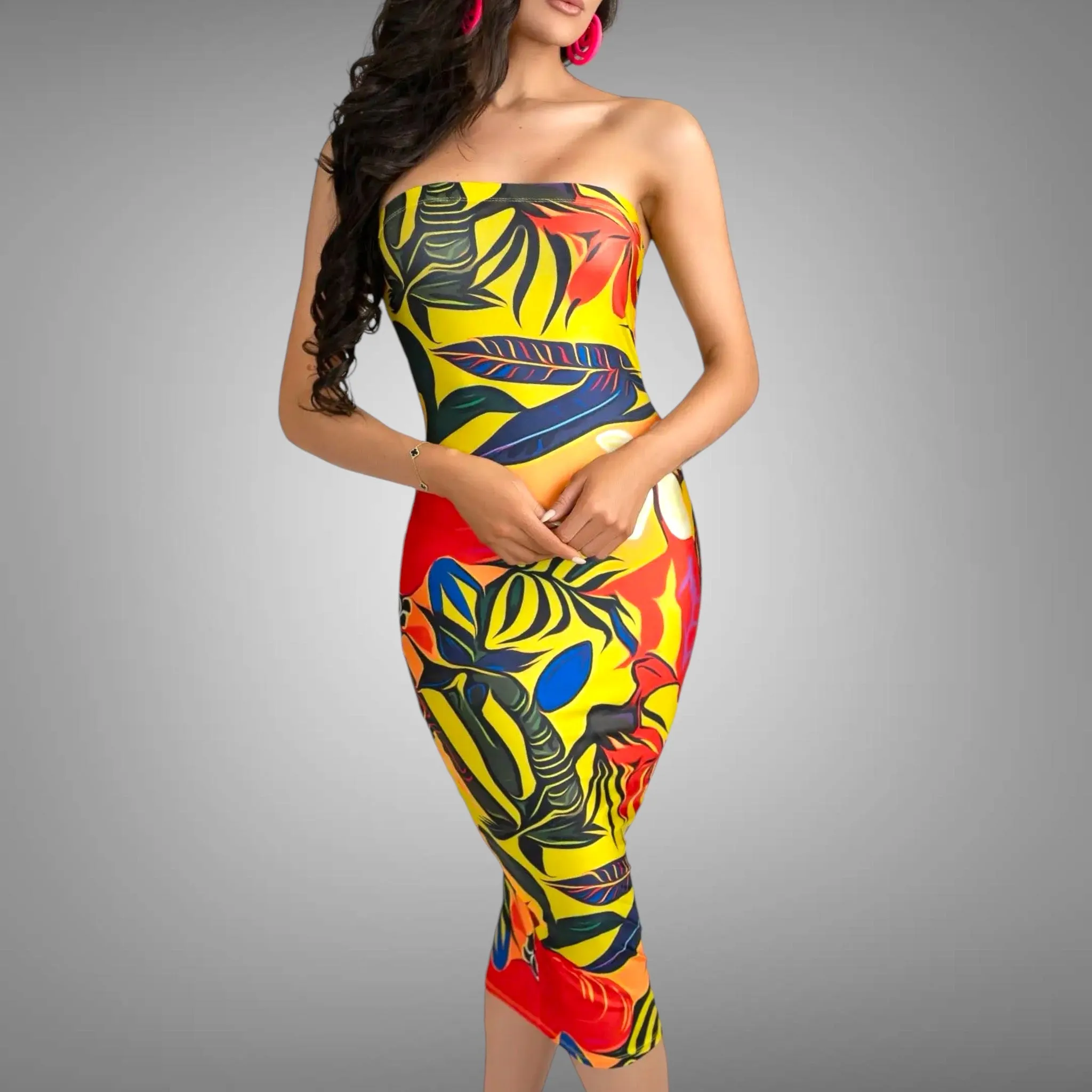 'Flora' Bodycon Dress- Red
