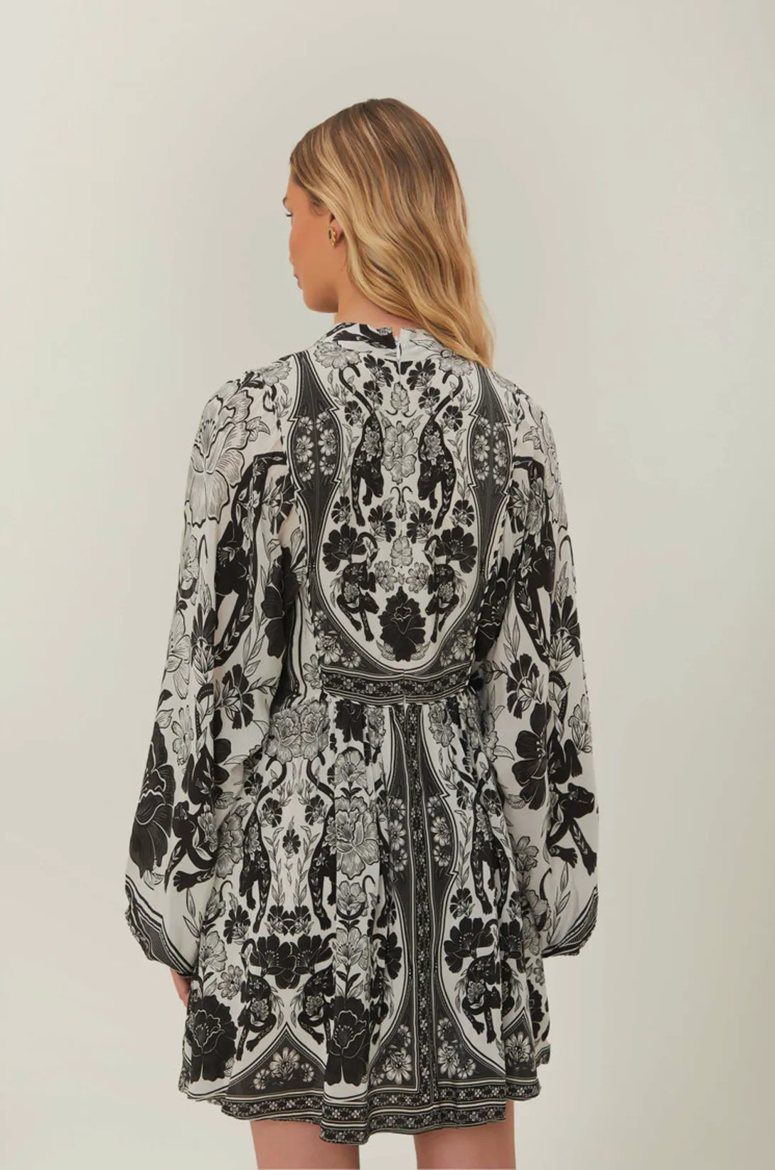 Flowers Leopard Off-White Mini Dress