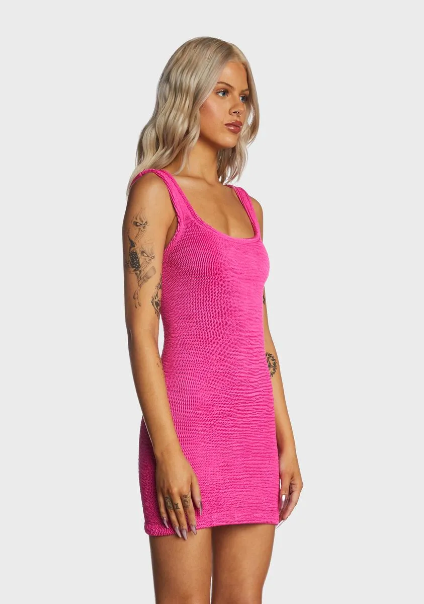 Fuchsia Wide-Strap Mini Dress