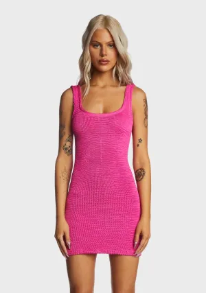 Fuchsia Wide-Strap Mini Dress
