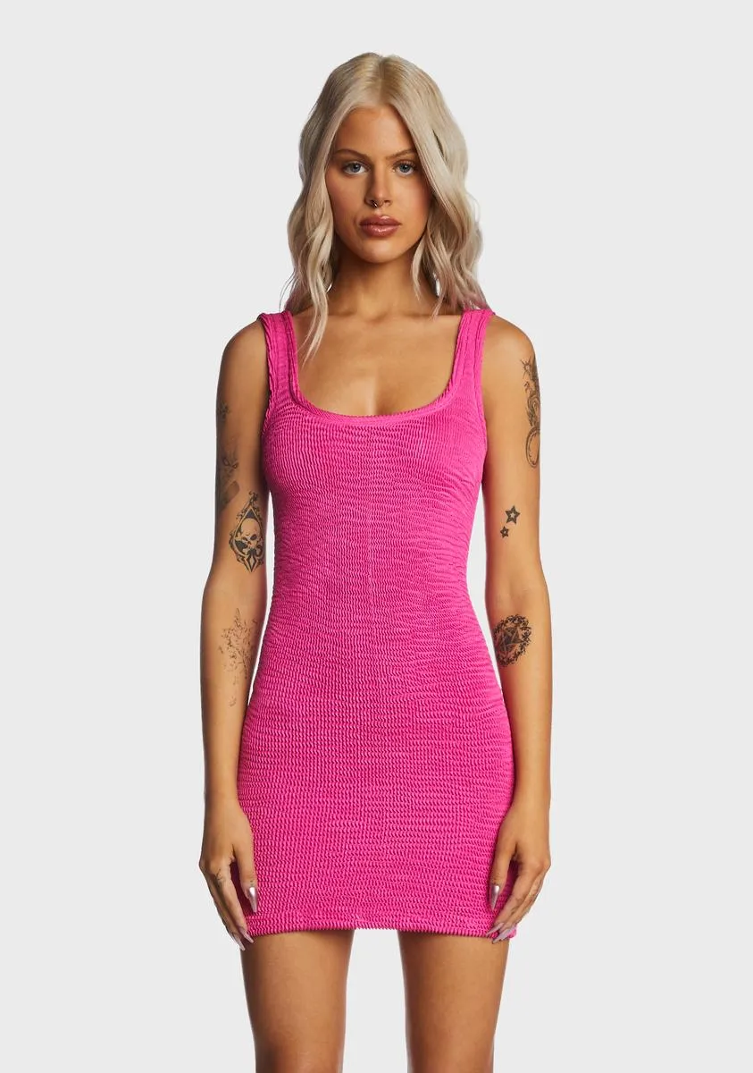 Fuchsia Wide-Strap Mini Dress