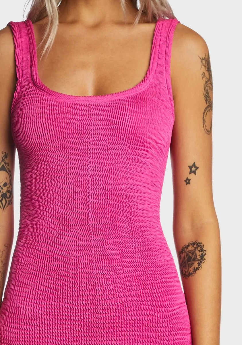 Fuchsia Wide-Strap Mini Dress