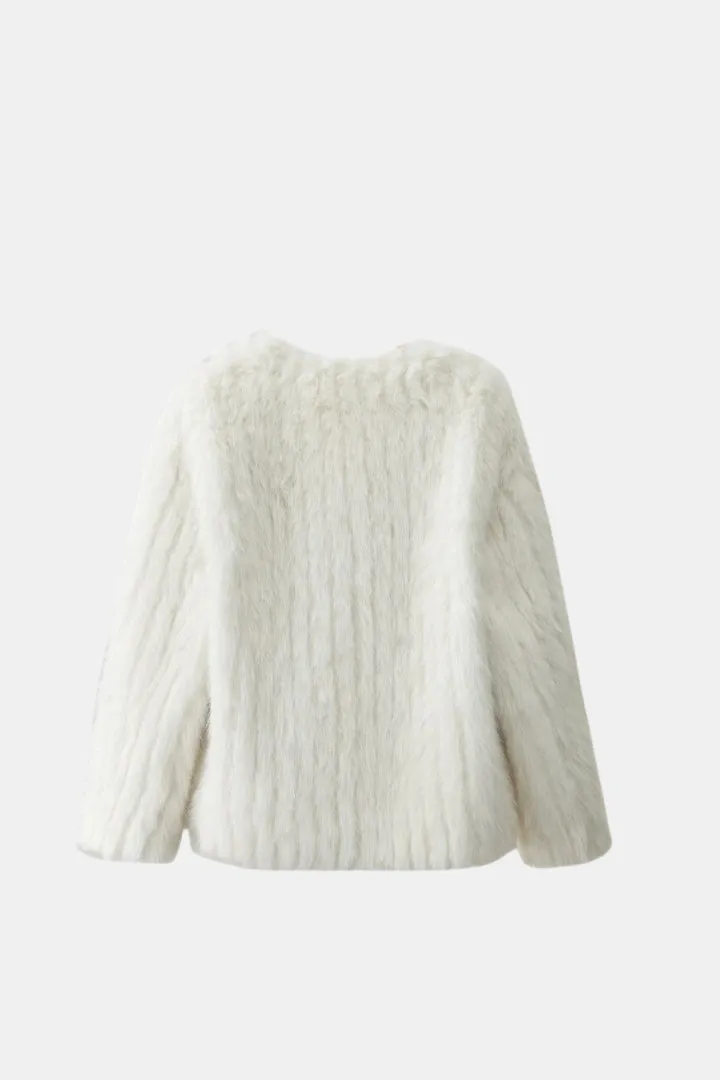 Fur Coat Whit V-Neck