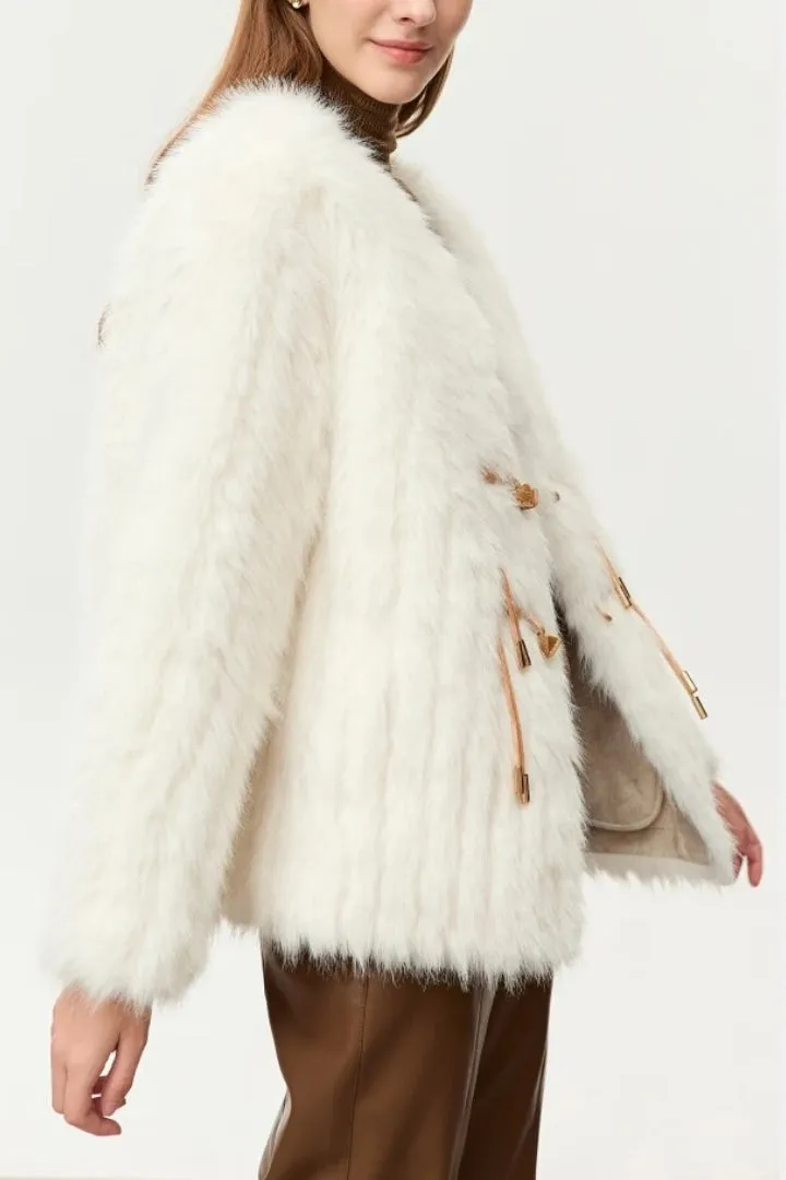 Fur Coat Whit V-Neck