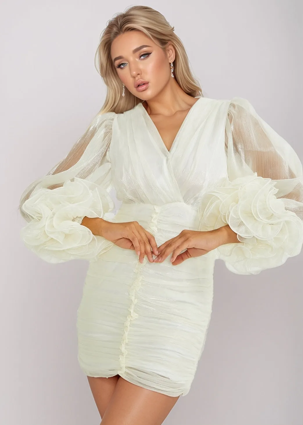 Geneva Pleated Ruffled Mini Dress