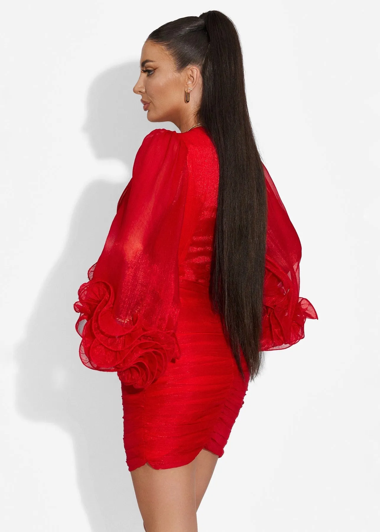 Geneva Pleated Ruffled Mini Dress