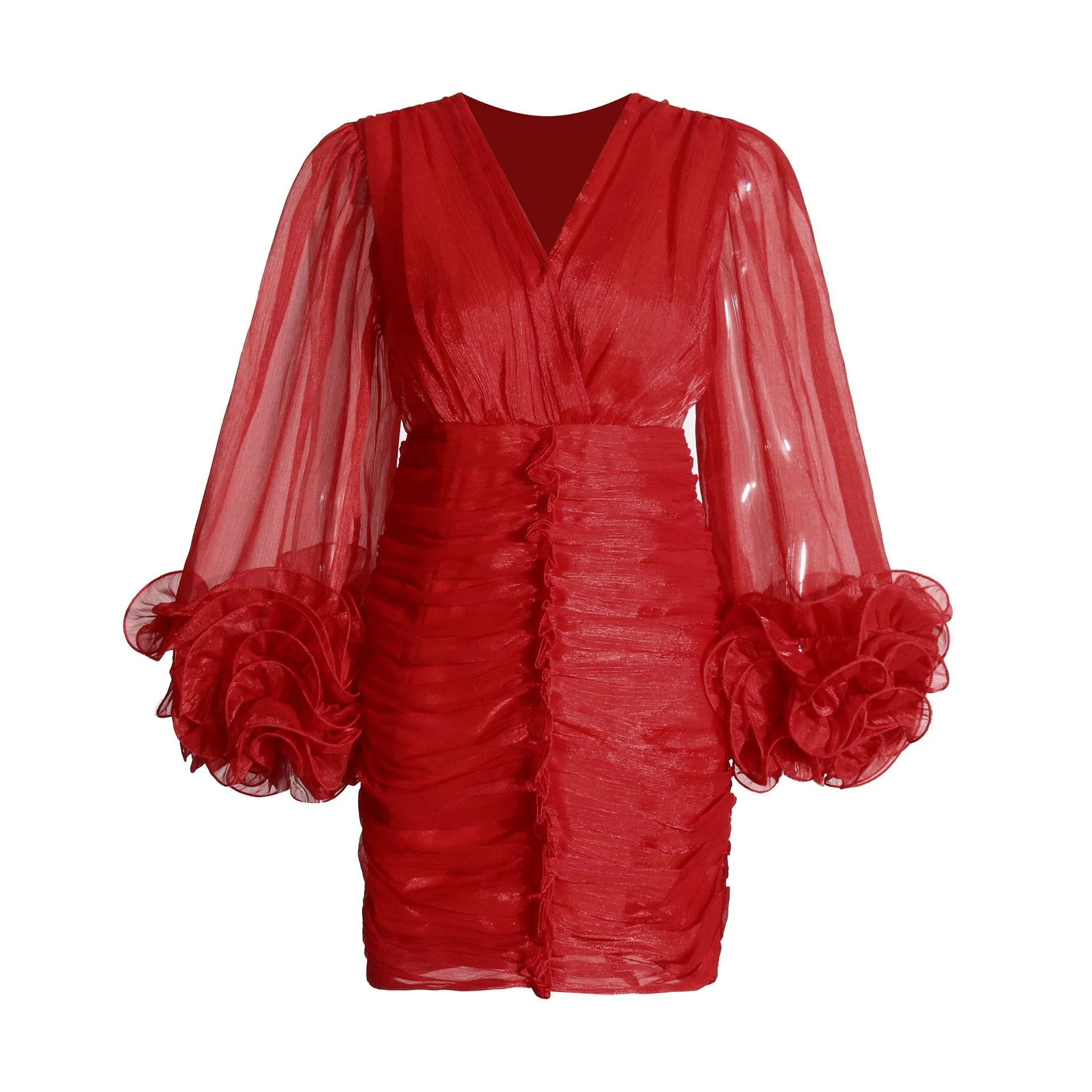 Geneva Pleated Ruffled Mini Dress
