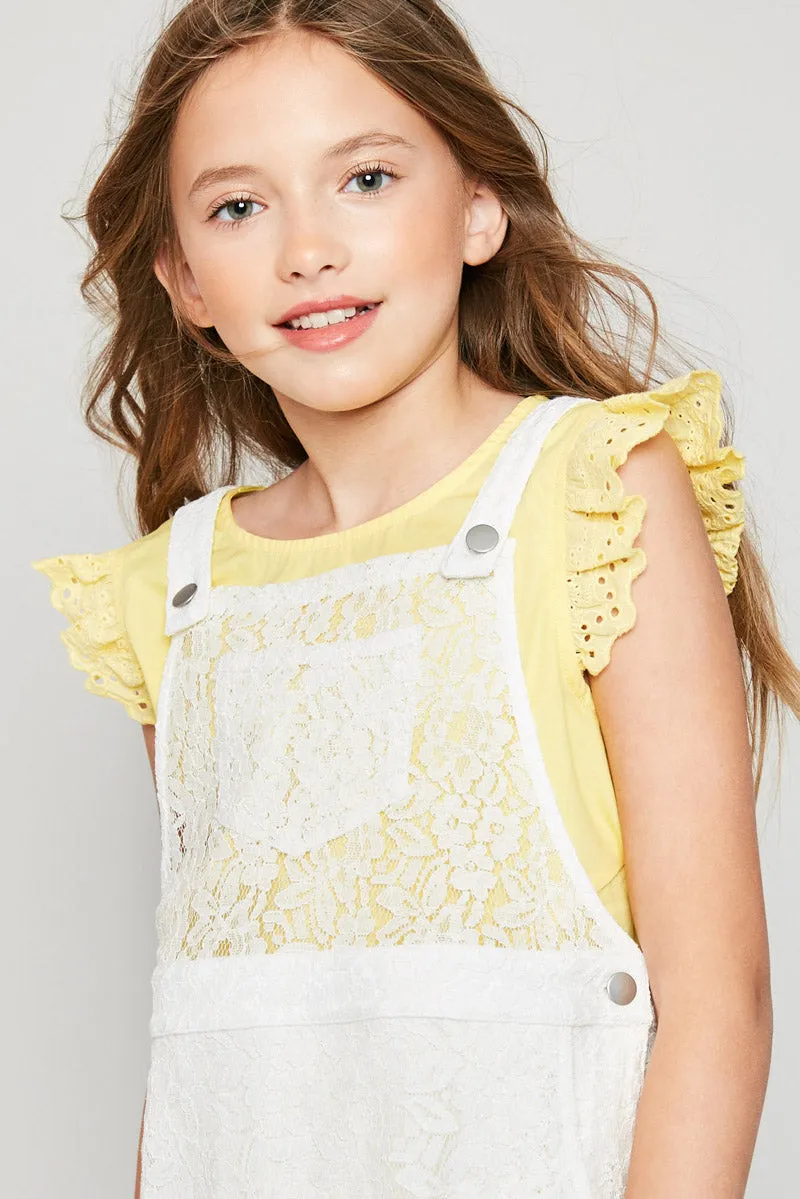 Girls Lace Skirtall Overall Dress