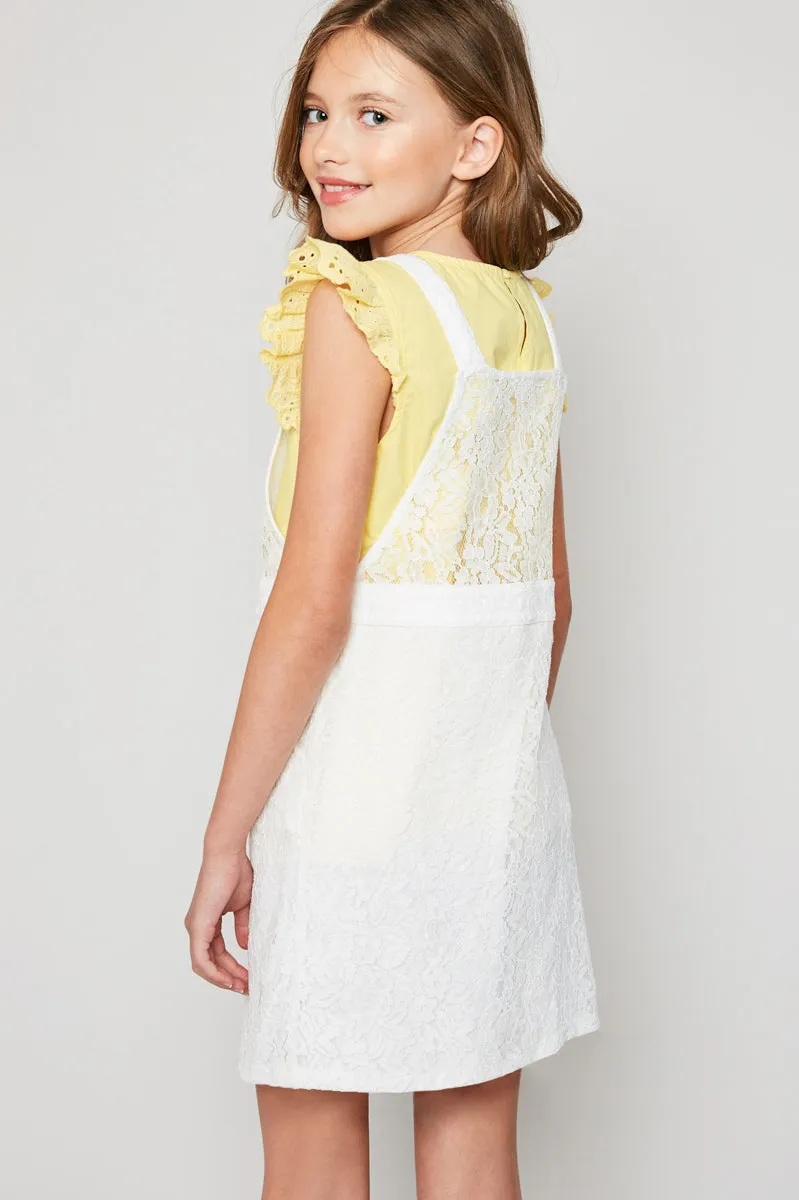Girls Lace Skirtall Overall Dress