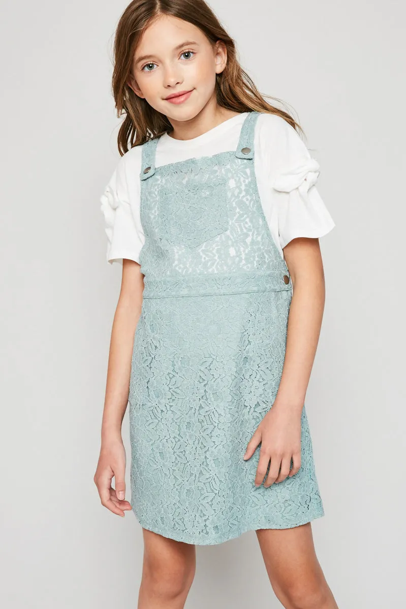 Girls Lace Skirtall Overall Dress