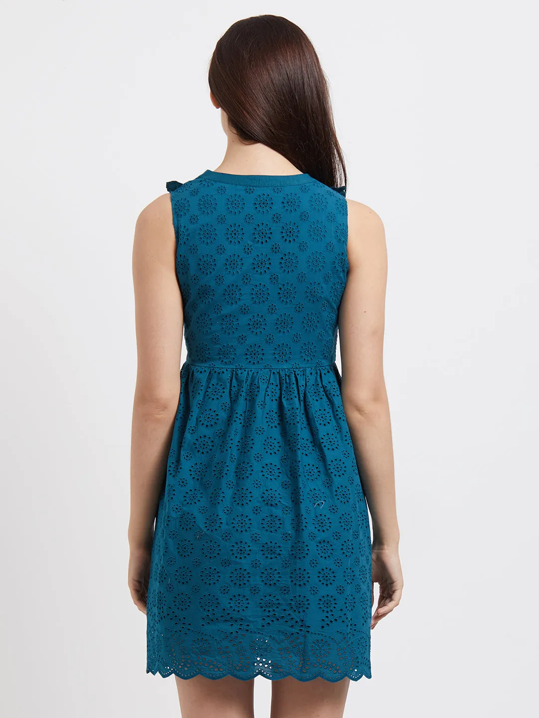 Green Self Design Dress