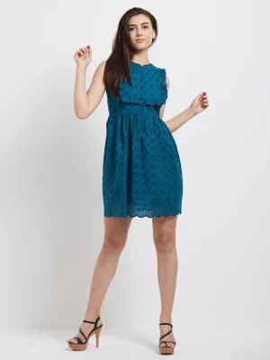 Green Self Design Dress
