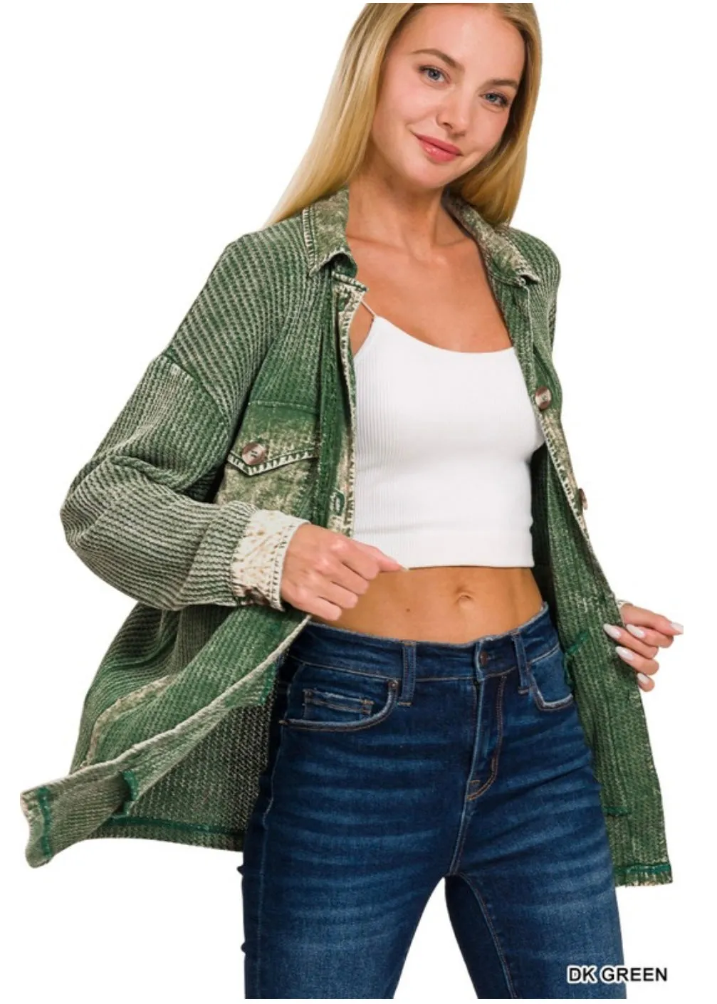Green Waffle Shacket