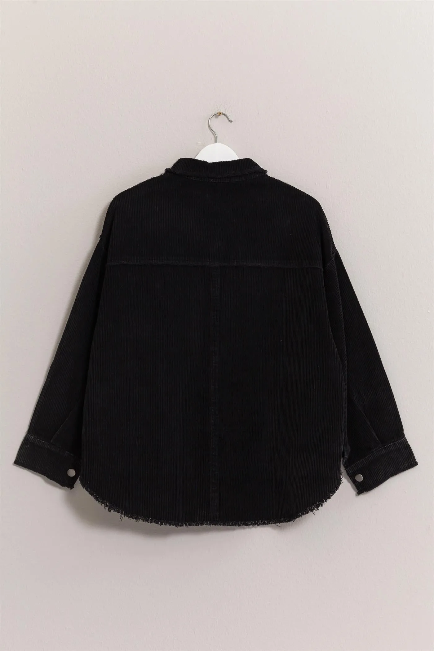 HF25A748-Washed Corduroy Frayed Shacket