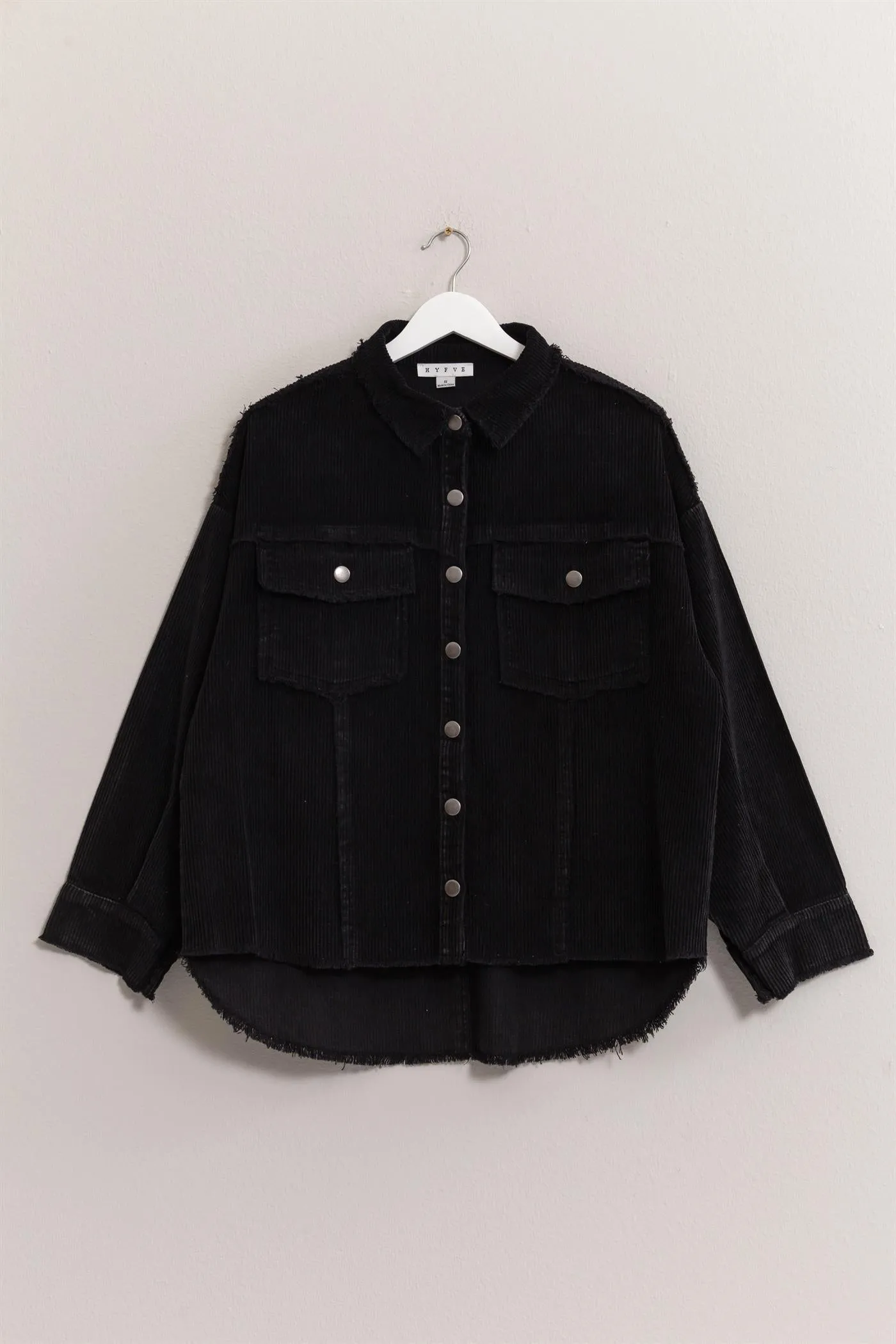 HF25A748-Washed Corduroy Frayed Shacket