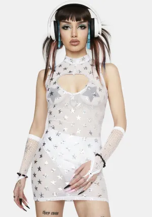 Holo Stars Mesh Mini Dress
