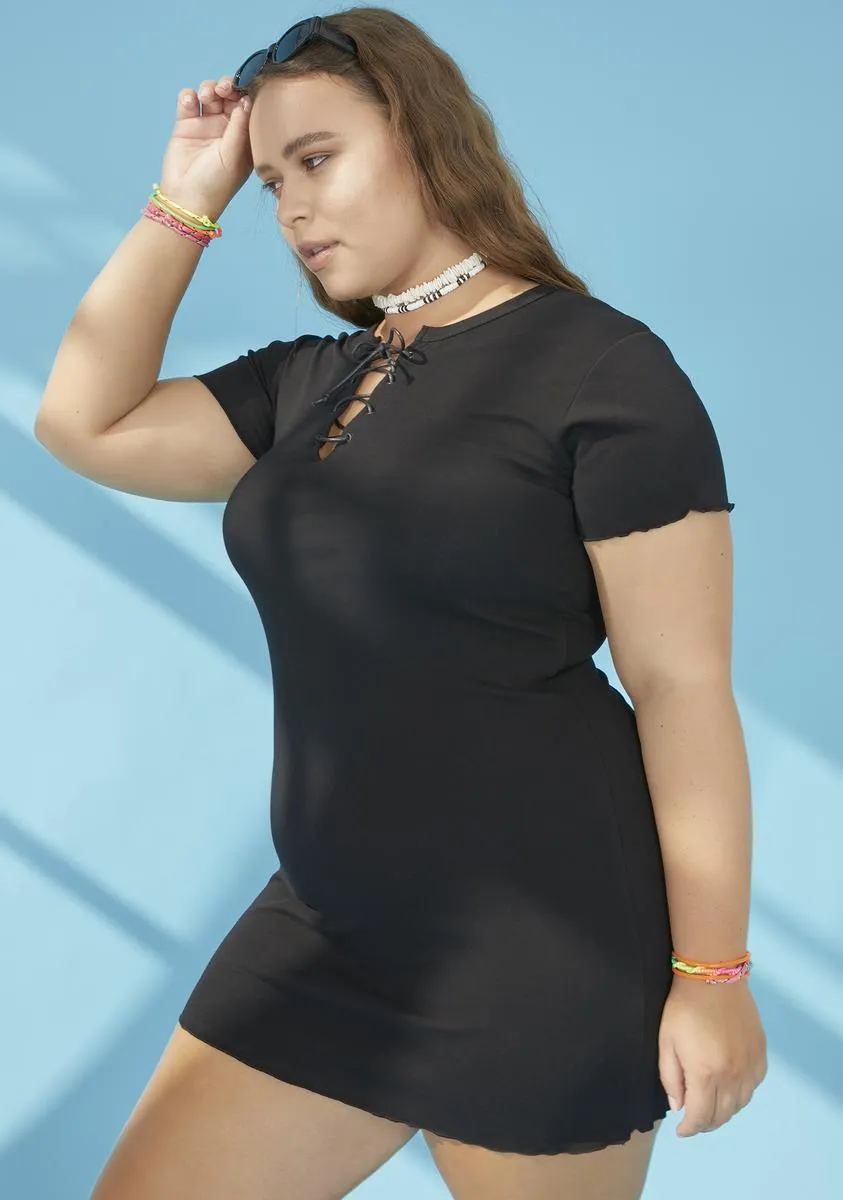 I Run This Beach Lace Up Dress