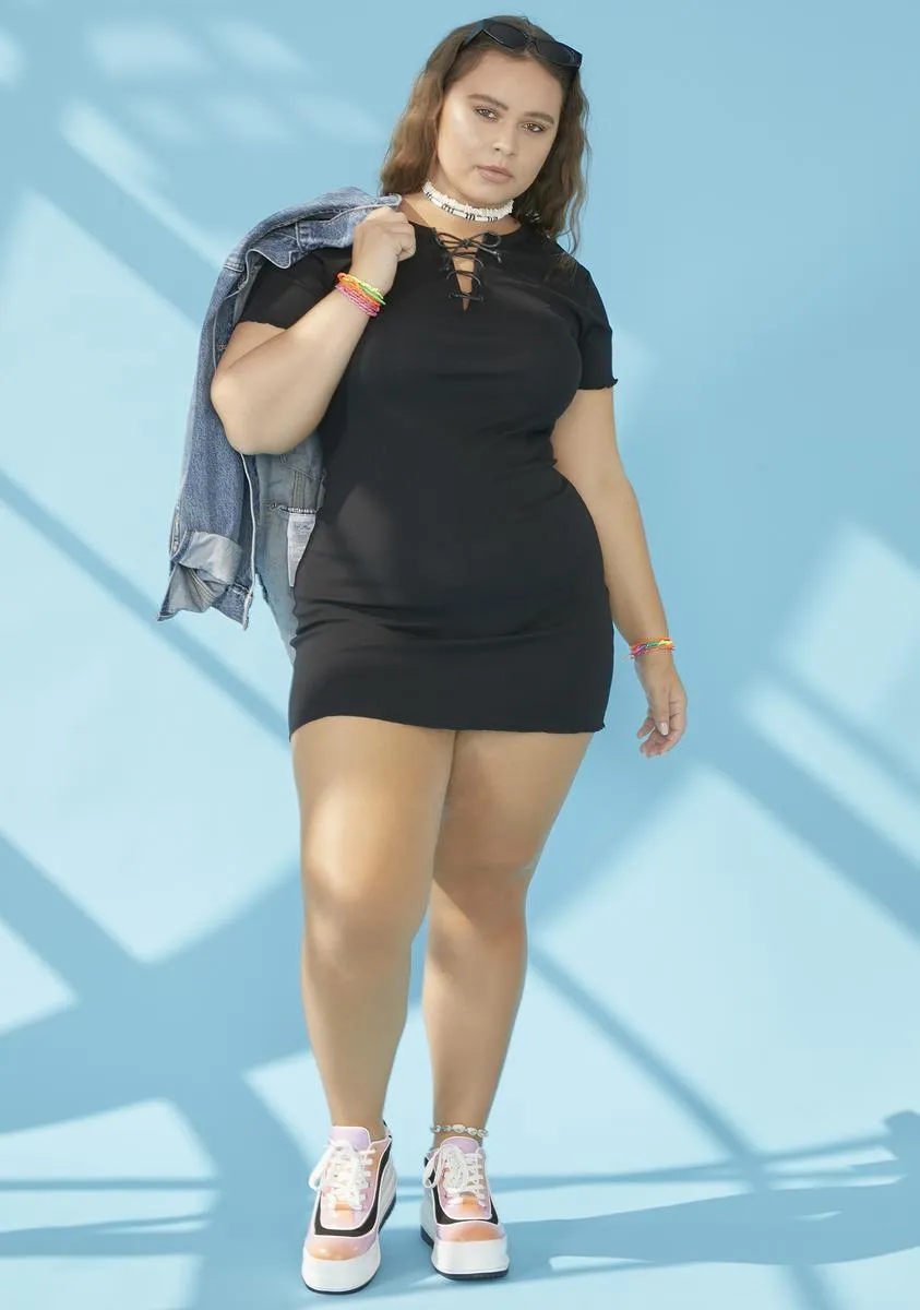 I Run This Beach Lace Up Dress