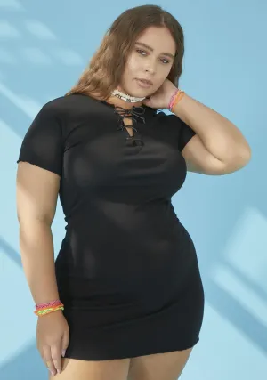 I Run This Beach Lace Up Dress