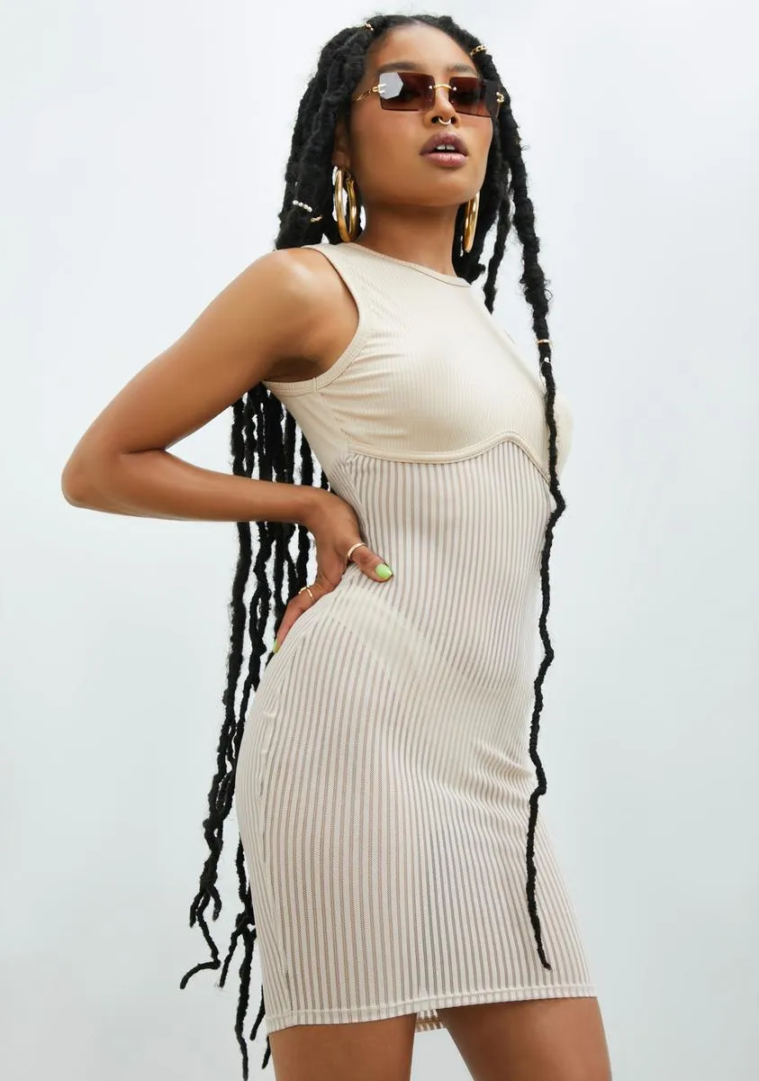 Ivory Gentle Bliss Mesh Bodycon Dress