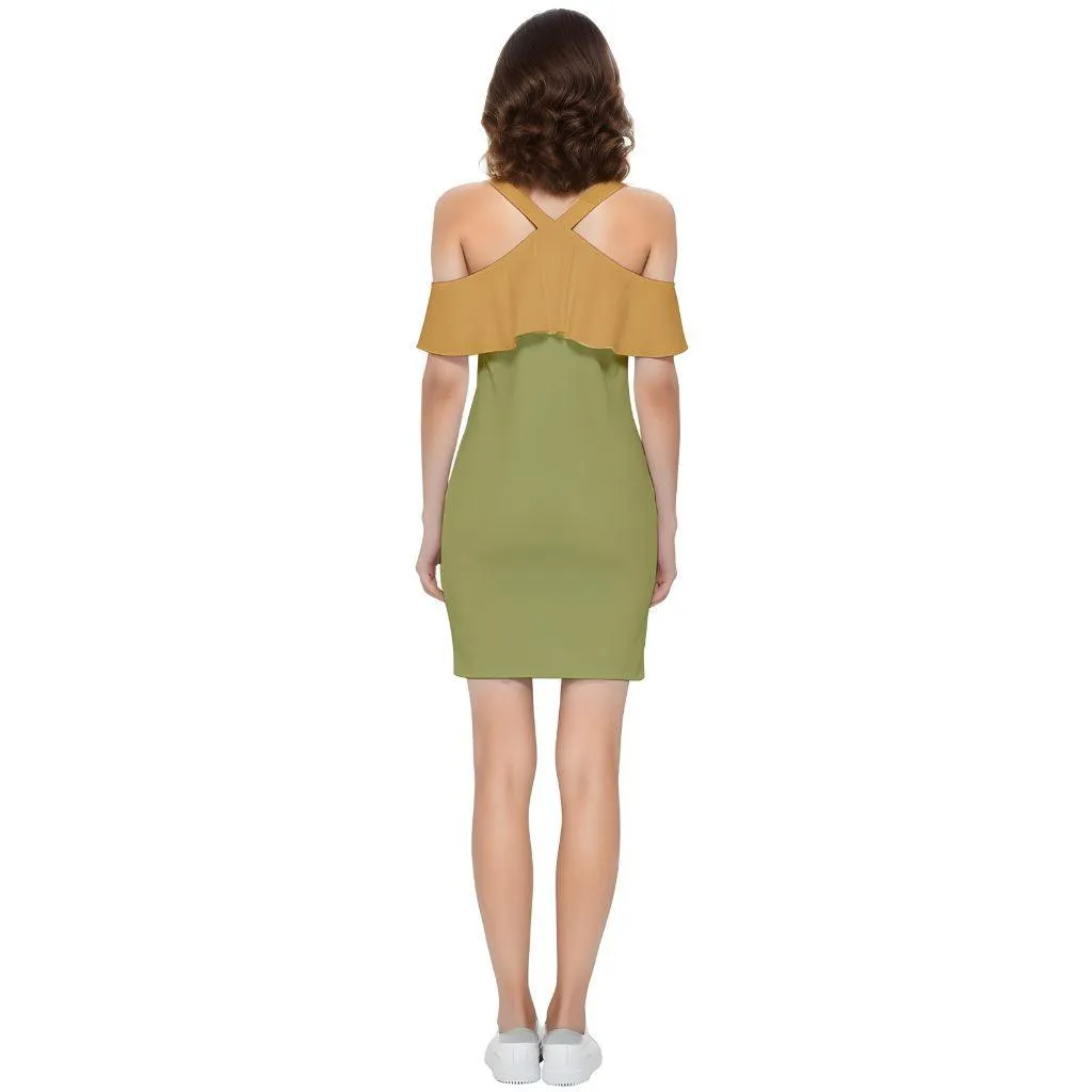 Jana Color Block Reversible Strap Off Shoulder Bodycon Dress