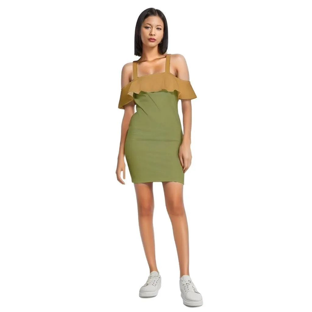 Jana Color Block Reversible Strap Off Shoulder Bodycon Dress