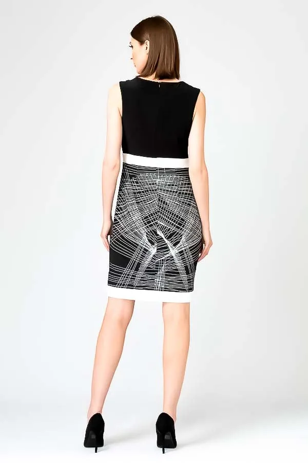 Joseph Ribkoff Black/Multi-Color Floral Print Sheath Dress 192642