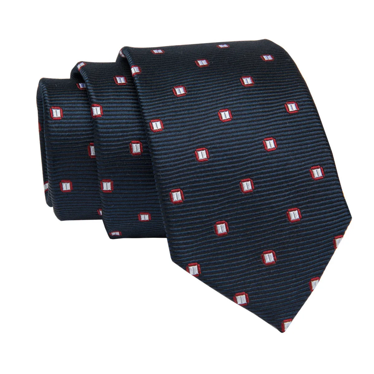 Kent Abstract Skinny Silk Tie, Navy / Silver / Red