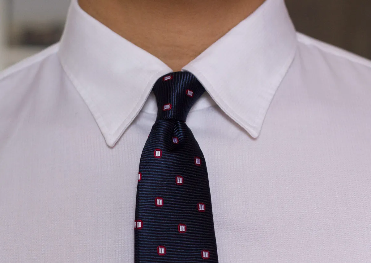 Kent Abstract Skinny Silk Tie, Navy / Silver / Red