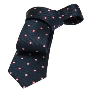 Kent Abstract Skinny Silk Tie, Navy / Silver / Red