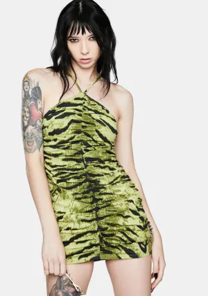 Larasati Khaki Tiger Bodycon Dress