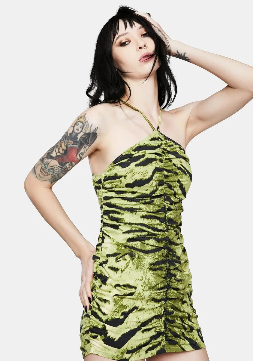 Larasati Khaki Tiger Bodycon Dress