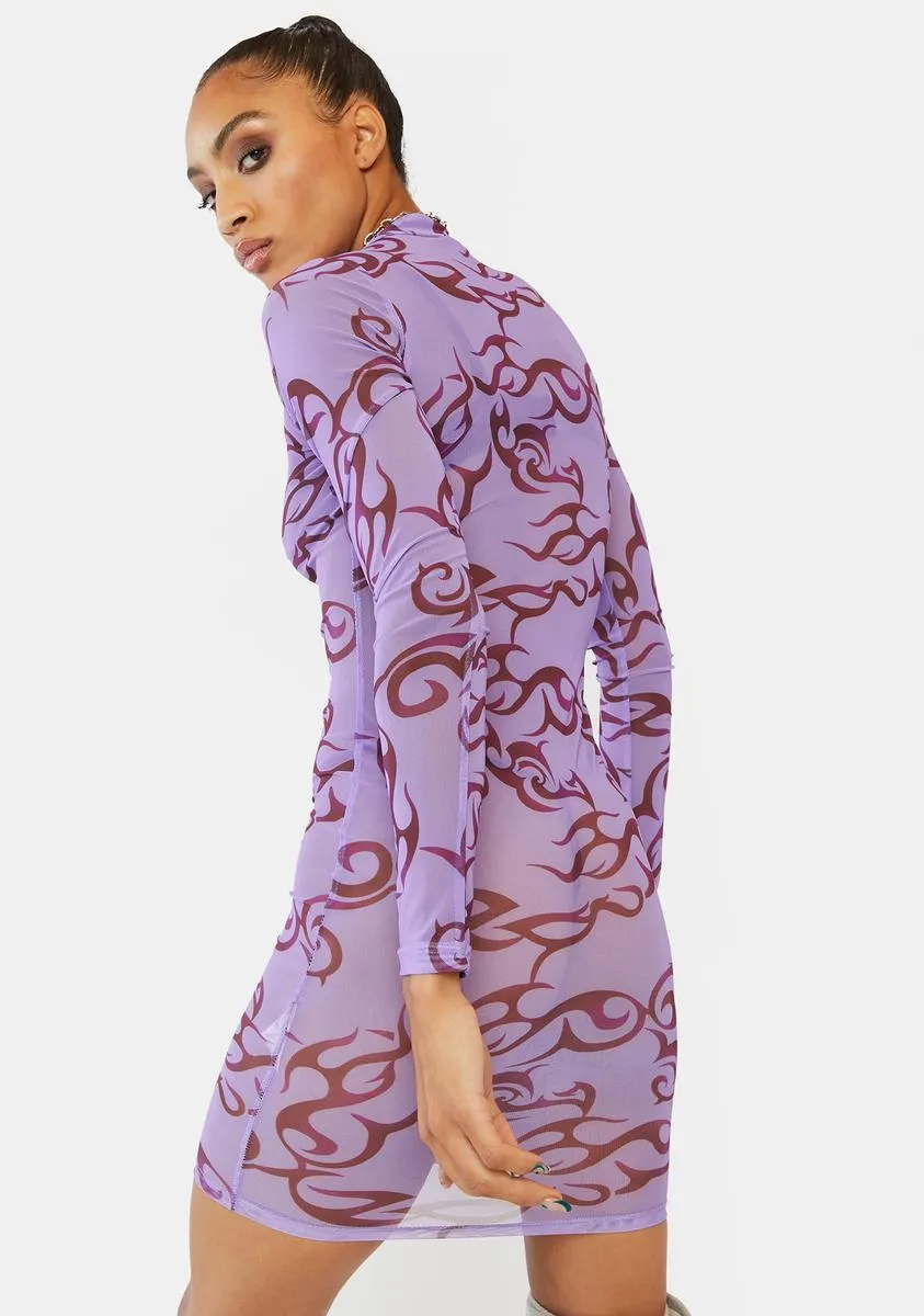 Lavender On The Way Up Mesh Dress