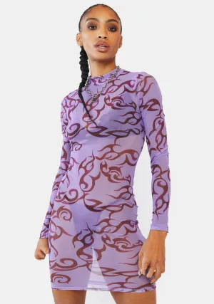 Lavender On The Way Up Mesh Dress