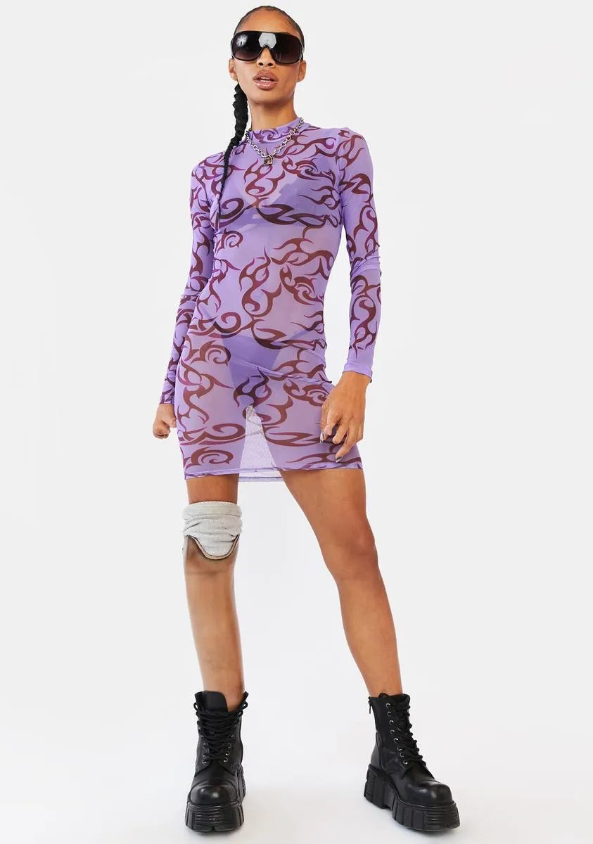 Lavender On The Way Up Mesh Dress