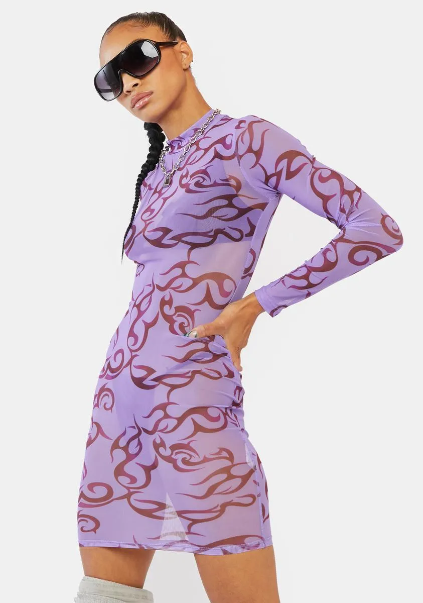 Lavender On The Way Up Mesh Dress
