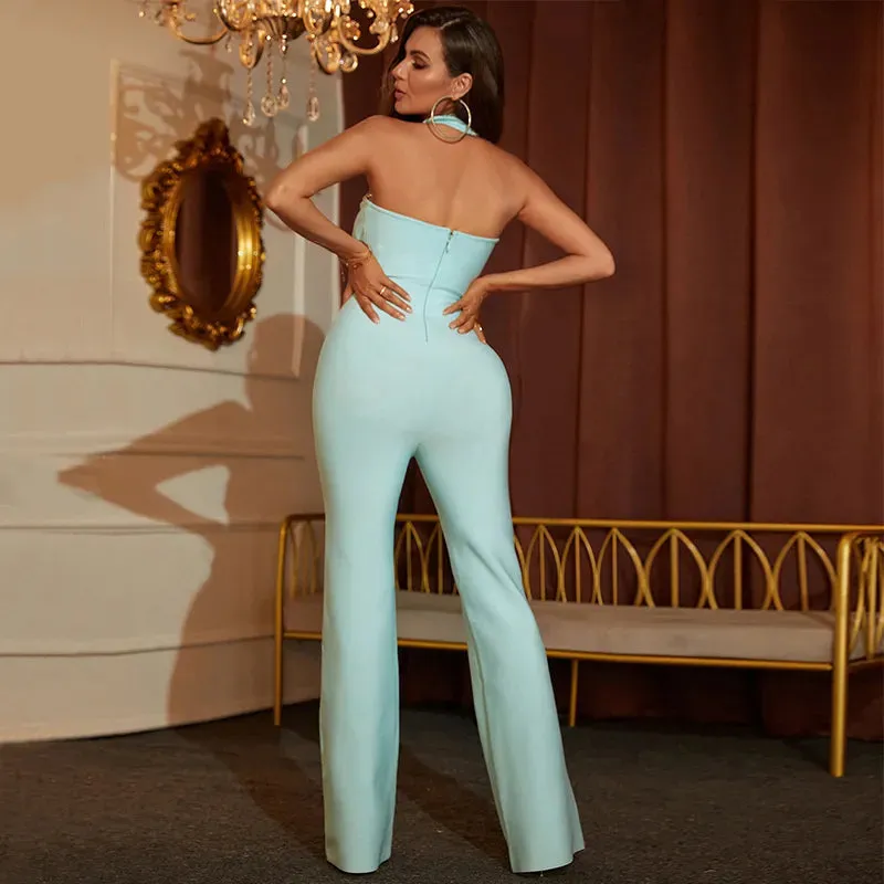 Light Blue Sleeveless Bodycon Full Length Dress