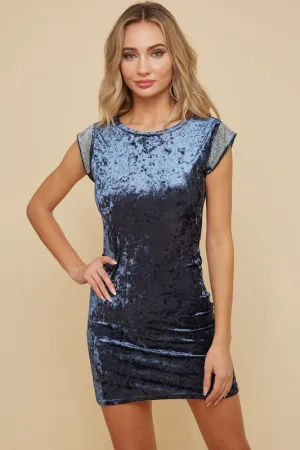 Lindsay Velvet Studded Sleeve Mini Dress