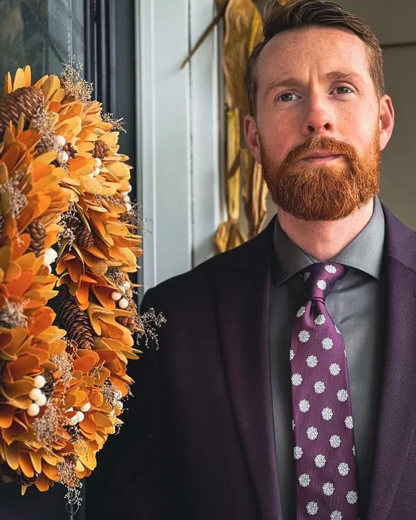 Little Falls Medallion Foulard Silk Tie, Purple / Silver