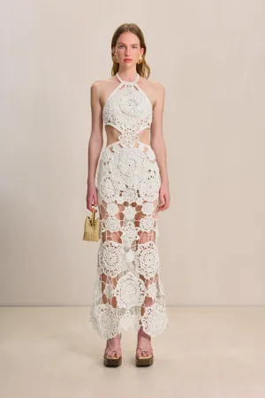 Lucille Halterneck Cotton Cutout Maxi Dress