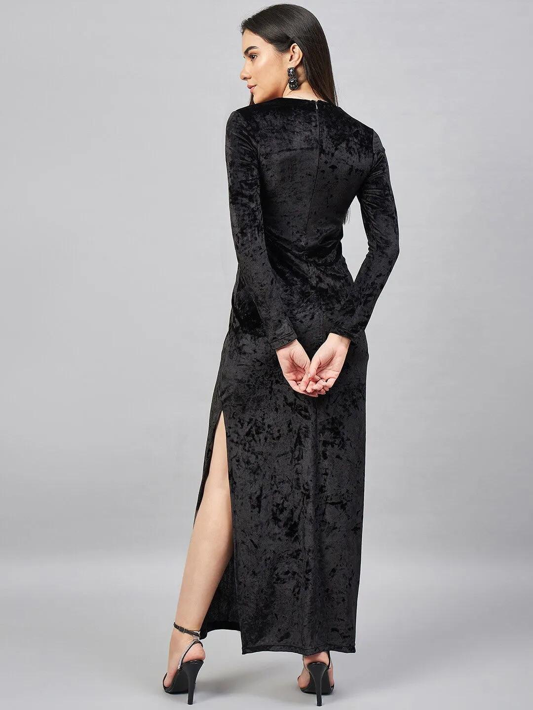 Luxe Black Velvet Maxi Dress