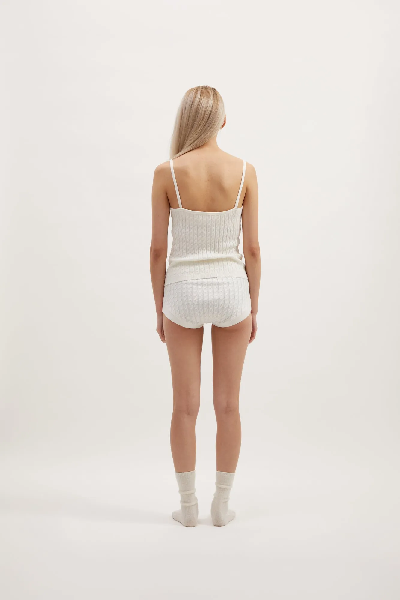 MAE CABLE KNIT TANK - IVORY