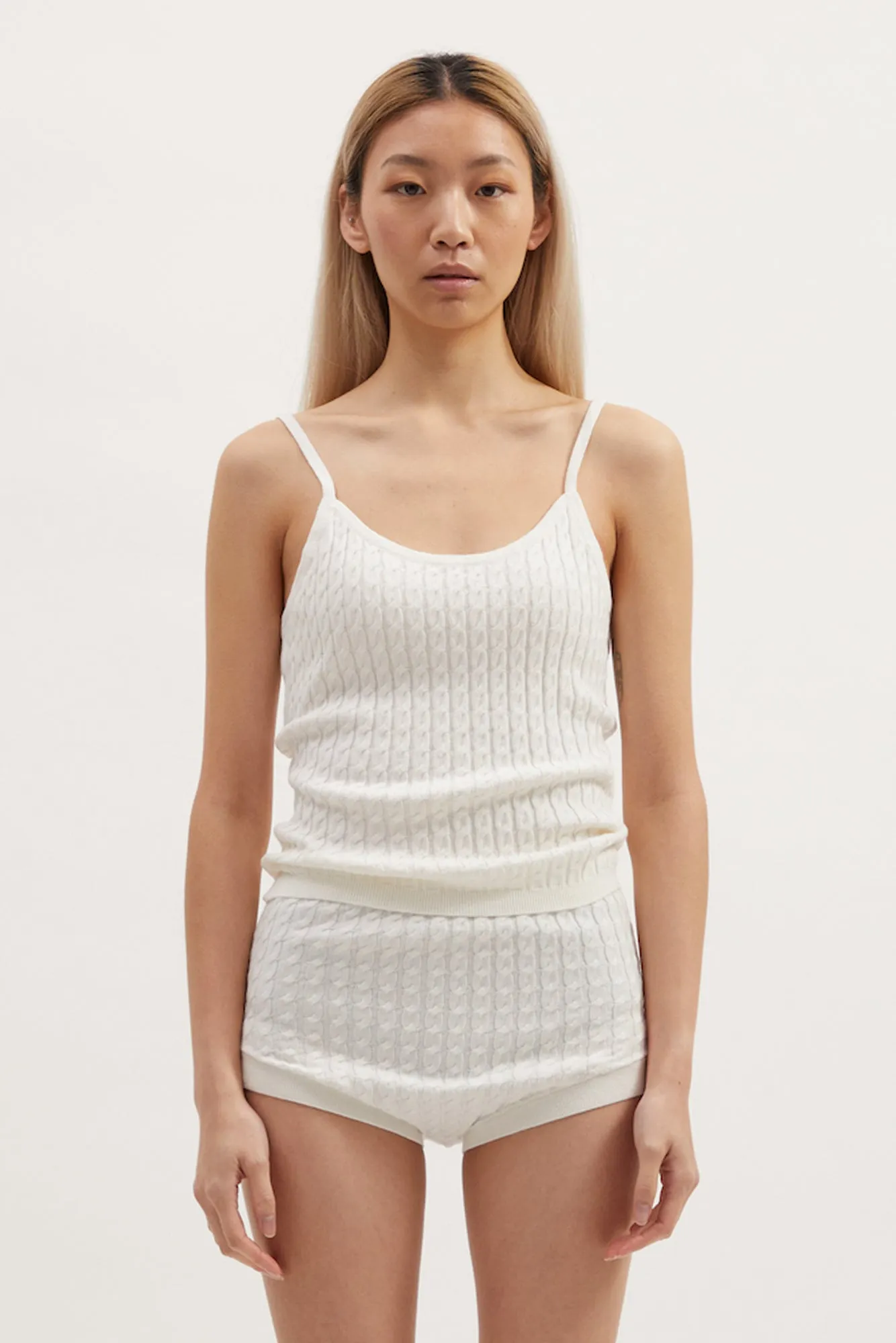 MAE CABLE KNIT TANK - IVORY