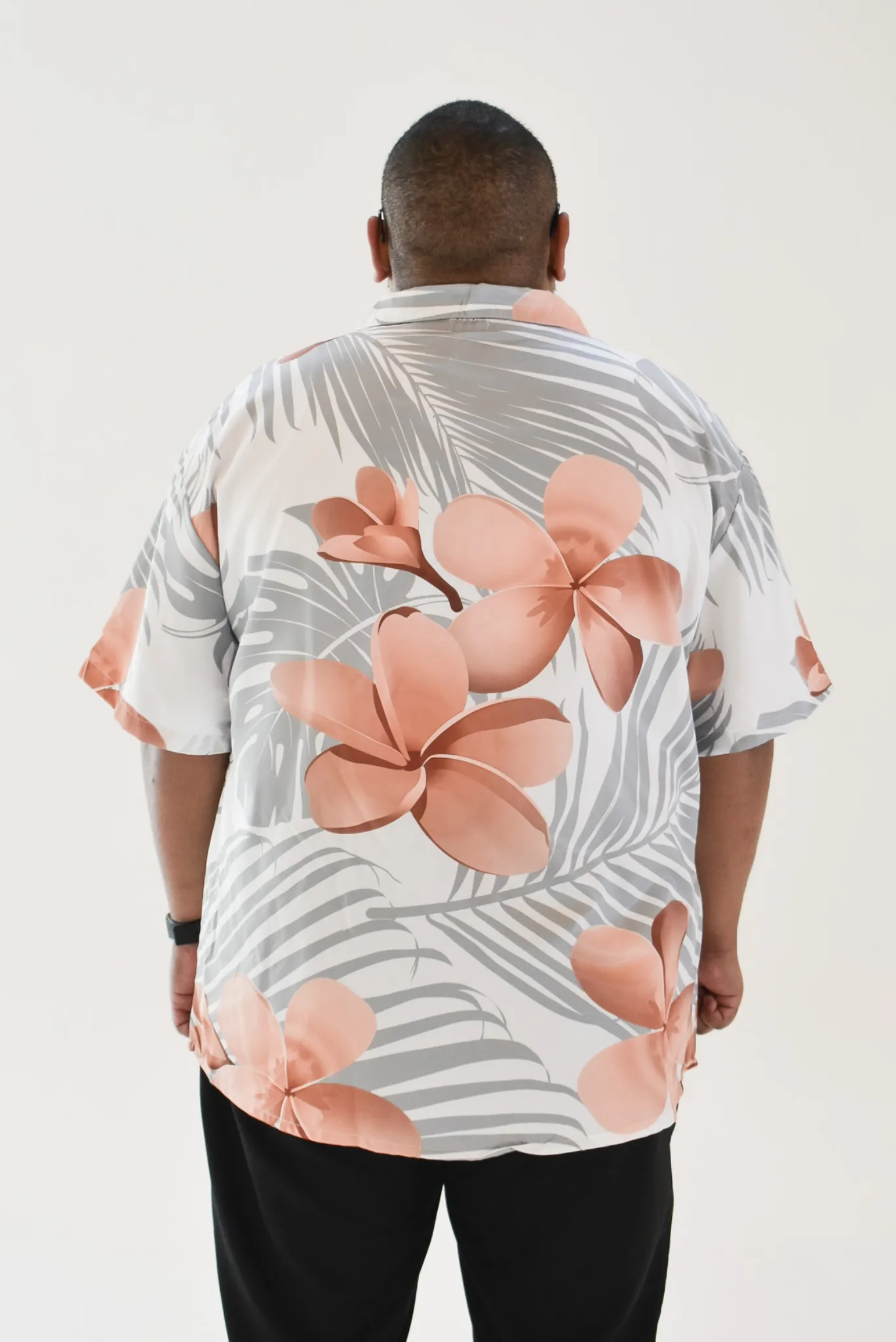 MALOSI SHIRT - COLLARED BUTTON UP SHIRT - WHITE & BROWN FLORAL PATTERN
