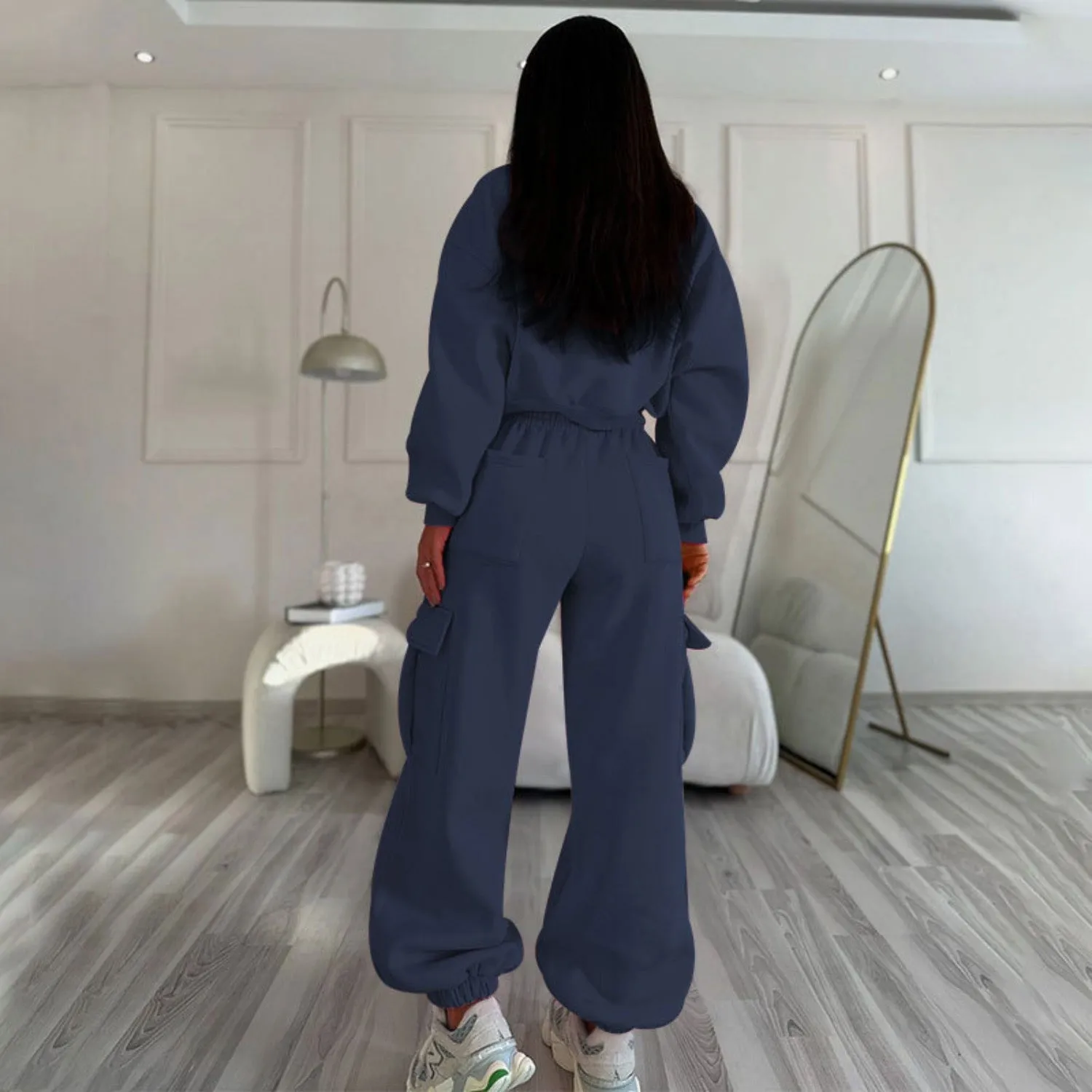 MALYBGG Women's New Autumn Set: Round-Neck Sweatshirt & Loose Pocketed Pants ZZ-27775