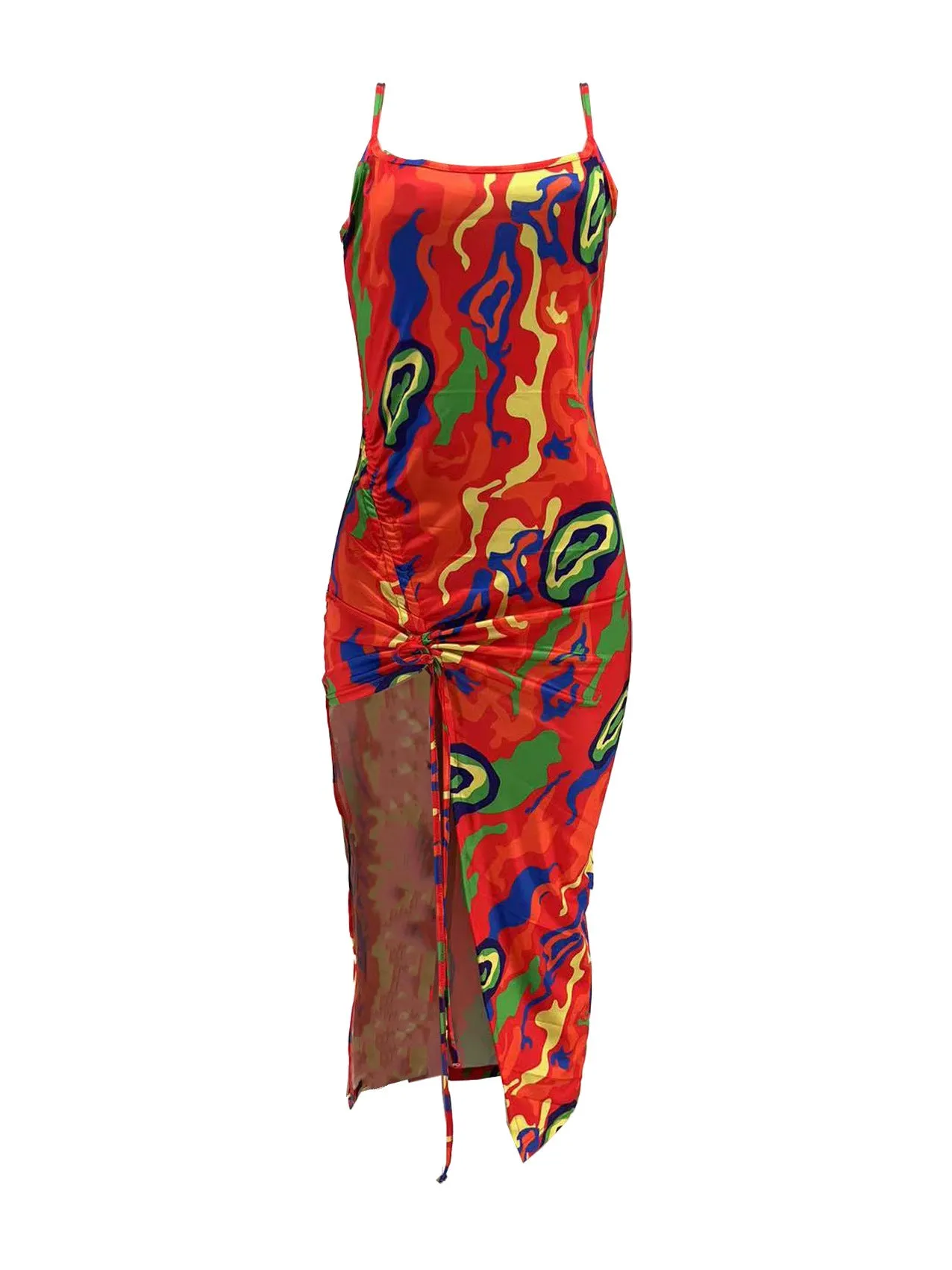 MB FASHION PRINTED SPAGHETTI STRAP DRESS 202348 PRE-ORDER