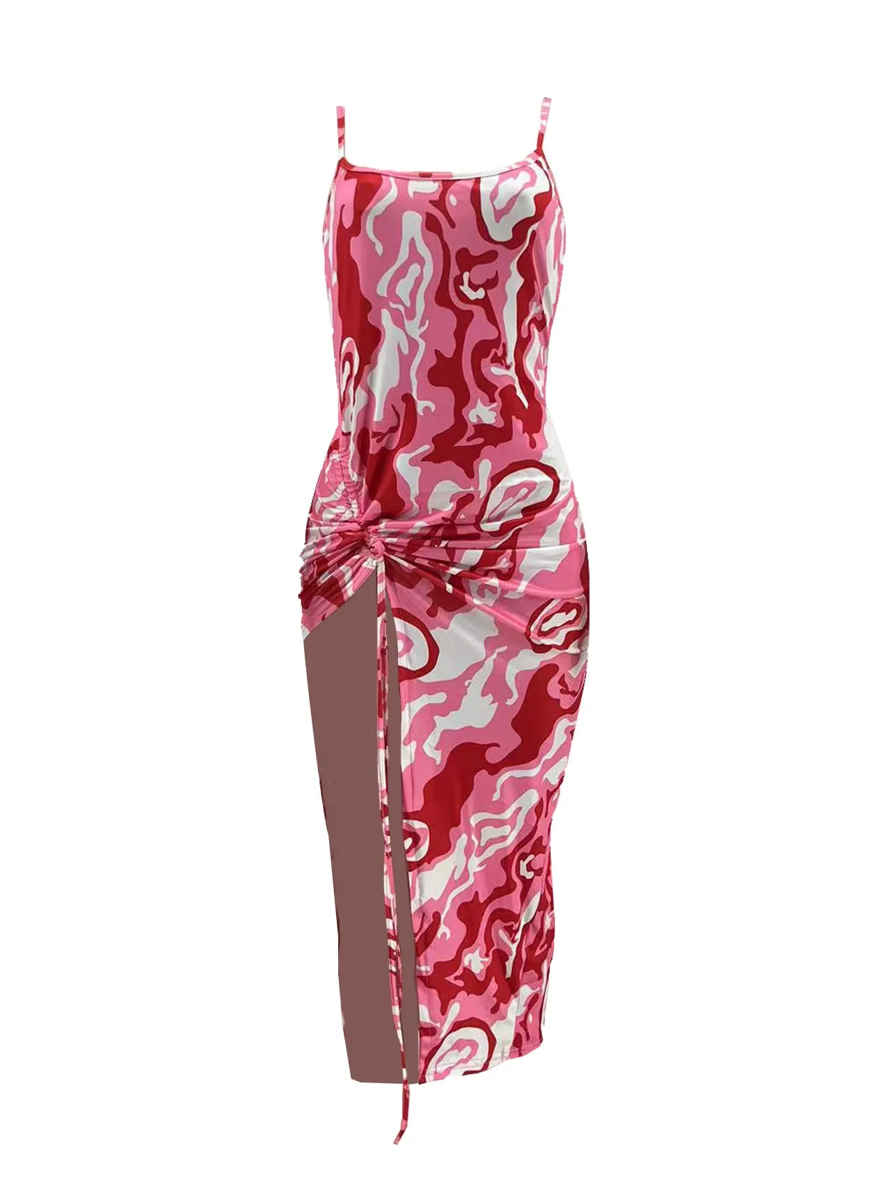 MB FASHION PRINTED SPAGHETTI STRAP DRESS 202348 PRE-ORDER