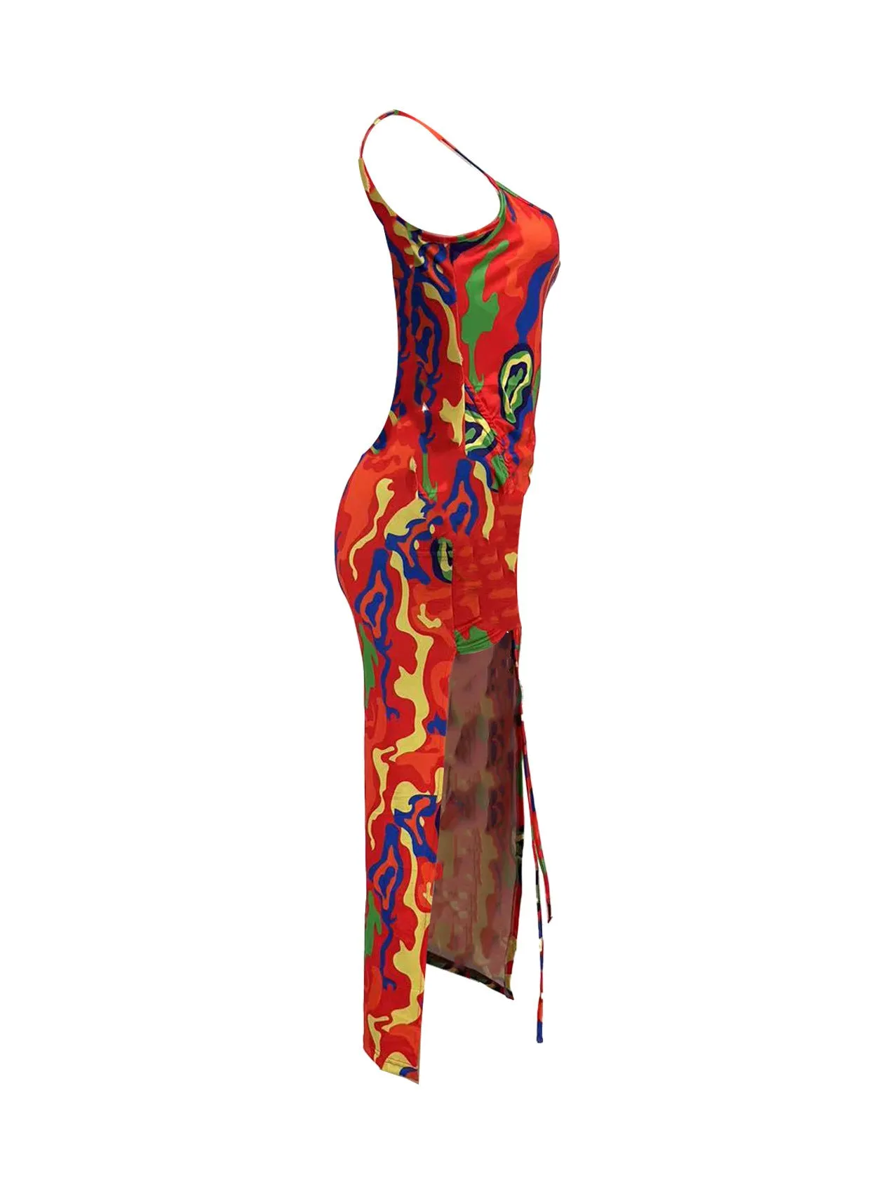 MB FASHION PRINTED SPAGHETTI STRAP DRESS 202348 PRE-ORDER